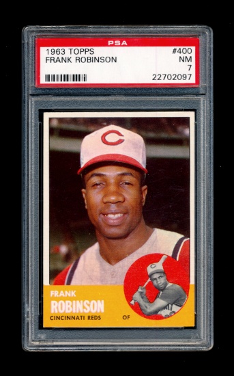1963 Topps Baseball Card #400 Hall of Famer Frank Robinson Cincinnati Reds.