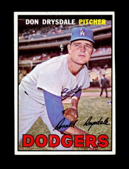 1967 Topps Baseball Card #55 Hall of Famer Don Drysdale Los Angeles Dodgers