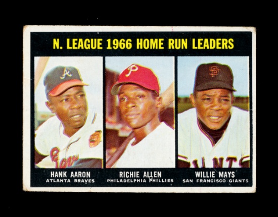 1967 Topps Baseball Card #244 National League Home Run Leaders Aaron/Allen/