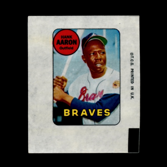 1969 Topp Insert Decal Hall of Famer Hank Aaron Atlanta Braves. 1-3/4" x 2-