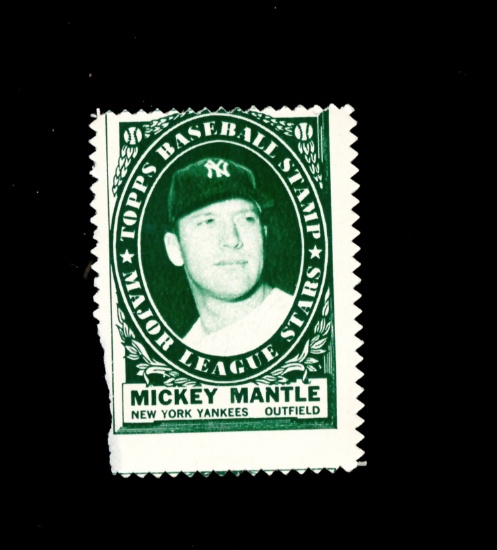 1961 Topps Stamp Hall of Famer Mickey Mantle New York Yankees. Unused Condi