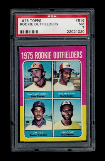 1975 Topps Baseball Card #616 Rookie Outfielders Augustine/Mangual/Rice/Sco