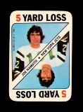 1971 Topps Game Football Card #3 of 52 Hall of Famer Joe Namath. Has Small