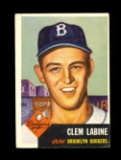 1953 Topps Baseball Card Double Print #14 Clem Labine Brooklyn Dodgers. EX