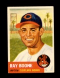 1953 Topps Baseball Card Short Print #25 Ray Boone Cleveland Indians. EX to