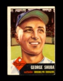 1953 Topps Baseball Card Short Print #34 George Shuba Brooklyn Dodgers. EX