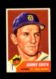 1953 Topps Baseball Card Double Print #36 Johnny Groth St Louis Browns. EX