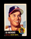 1953 Topps Baseball Card Double Print #37 Hall of Famer Ed Mathews Boston B