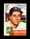 1953 Topps Baseball Card Short Print #57 Carl Scheib Philadelphia Athletics