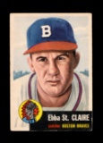 1953 Topps Baseball Card Double Print #91 Ebba St Claire Boston Braves. EX