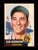 1953 Topps Baseball Card Double Print #117 Sid Gordon Boston Braves. EX to
