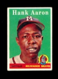 1958 Topps Baseball Card #30 Hall of Famer Hank Aaron Milwaukee Braves. EX