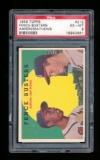 1959 Topps Baseball Card #212 Fence Busters Aaron & Mathews. Graded PSA EX-