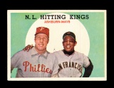 1959 Topps Baseball Card #317 N.L. Hitting Kings Ashburn & Mays. EX to EX-M