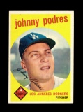 1959 Topps Baseball Card #495 Jonny Podres Los Angeles Dodgers. EX to EX-MT