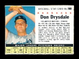 1961 Post Hand Cut Cereal Baseball Card #160 Hall of Famer Don Drysdale Los