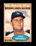 1962 Topps Baseball Card #398 Hall of Famer Don Drysdale Los Angeles Dodger