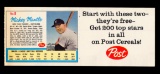 1962 Post Cereal Mickey Mantle/Roger Maris Cards Together with Ad Backs. Wa