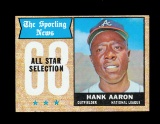 1968 Topps Baseball Card #370 Hall of Famer Hank Aaron Atlanta Braves All S