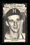 1973 TCMA Post Card All-Time Greats Hall of Famer Warren Spahn Milwaukee Br