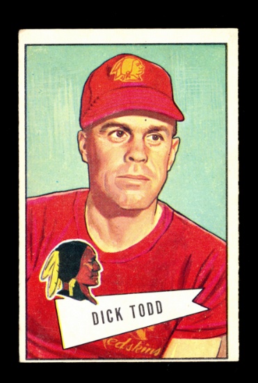 1952 Bowman Large Football Card #43 Dick Todd Washington Redskins.  EX to E