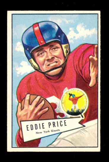1952 Bowman Large Football Card #123 Eddie Price New York Giants.  EX to EX
