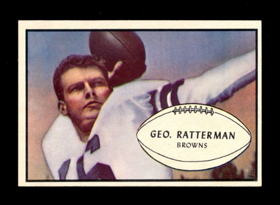 1953 Bowman Football Card #85 George Ratterman Cleveland Browns.  EX-MT to