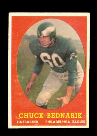 1958 Topps Football Card #35 Hall of Famer Chuck Bednarick Philadelphia Eag
