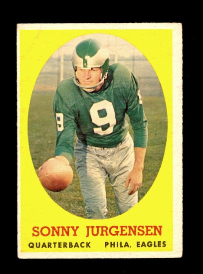 1958 Topps ROOKIE Football Card #90 Rookie Hall of Famer Sonny Jurgensen Ph