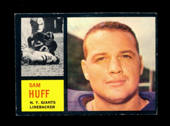 1962 Topps Football Card #110 Hall of Famer Sam Huff New York Giants. EX to