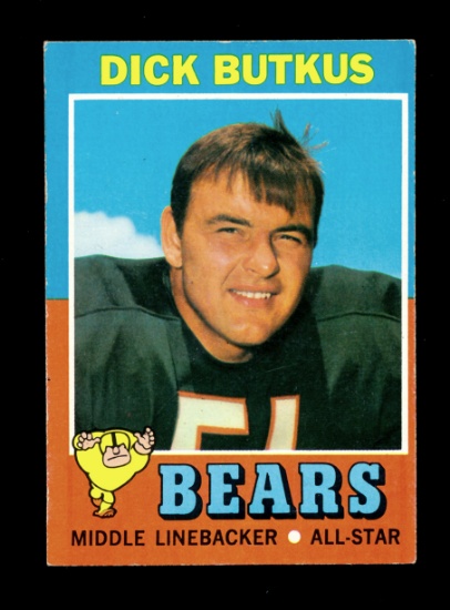 1971 Topps Football Card #25 Hall of Famer Dick Butkus Chicago Bears. EX to
