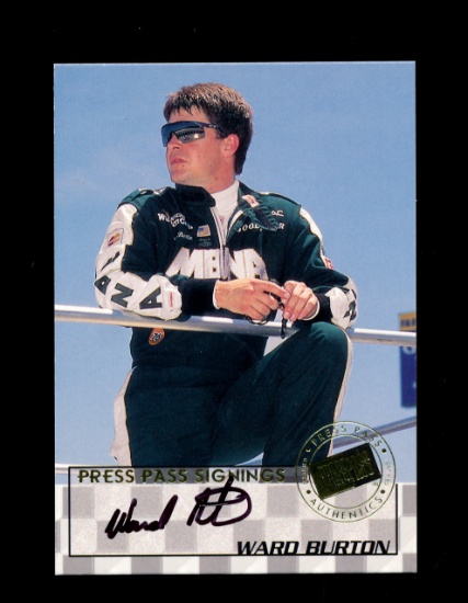 1998 Press Pass NASCAR Autographed Race Card Ward Burton. The Card is the C