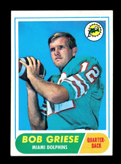 1968 Topps ROOKIE Football Card #196  Rookie Hall of Famer Bob Griese Miami