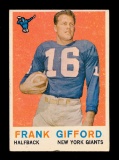 1959 Topps Football Card #20 Hall of Famer Frank Gifford New York Giants. E