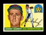 1955 Topps Baseball Card #159 Johnny Schmitz Washington Nationals. EX-MT to