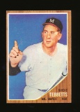 1962 Topps Baseball Card #588 Birdie Tebbetts Milwaukee Braves. EX-MT to NM