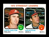 1973 Topps Baseball Card #67 1972 Strikout Leaders Steve Carlton and Nolan