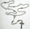 Vintage Sterling Silver with Glass Beads Rosary Necklace.  1.85 Ounces whol