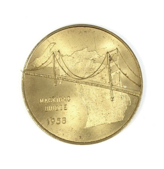 1958 Mackinac Bridge Coin/Token comemmorating The Finish Of Th Bridge in 19