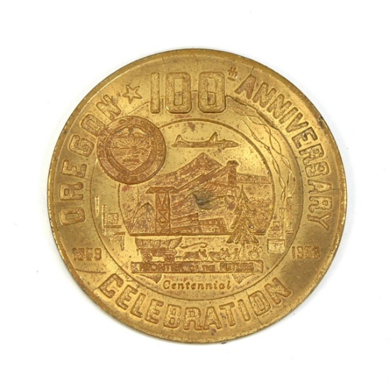 1859-1959 Oregon 100th Anniversay Celebration Coin/Token. "The Gateway To M