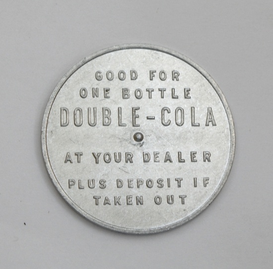 Vintage Aluminum Double - Cola Spinner Coin/Token. "Good For One Bottle At