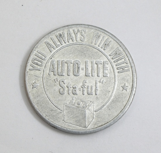 Vintage Auto-Lite Sta-Ful Coin/Token. "You Always Win With Auto-Lite Sta-Fu