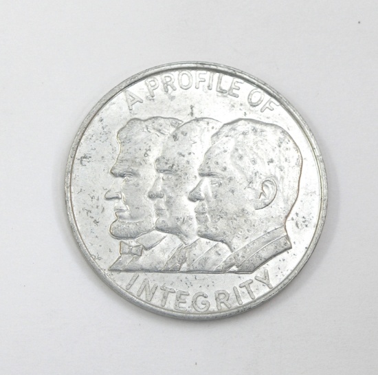 1968 Political and Campaign Aluminum Coin/Token. "A Profile of Itegrity" on
