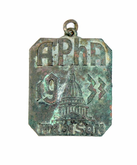 Vintage 1933 American Pharmasists Association Badge/Pennant (APhA) Madison,
