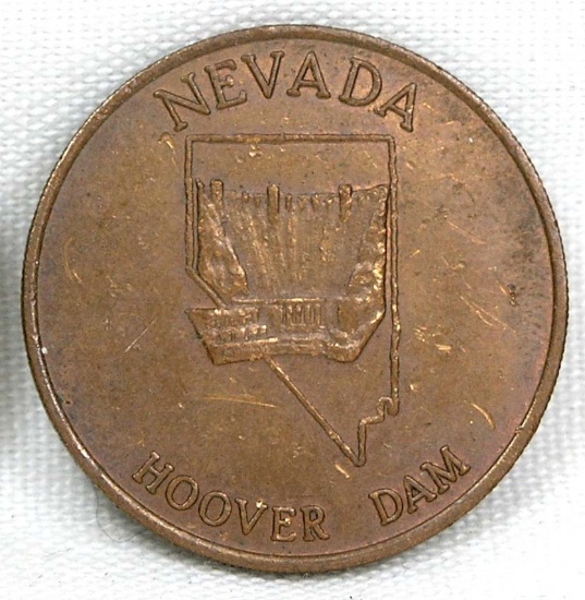Vintage Nevada Hoover Dam Coin/Token. Nevada The Silver & 36th State.  1"