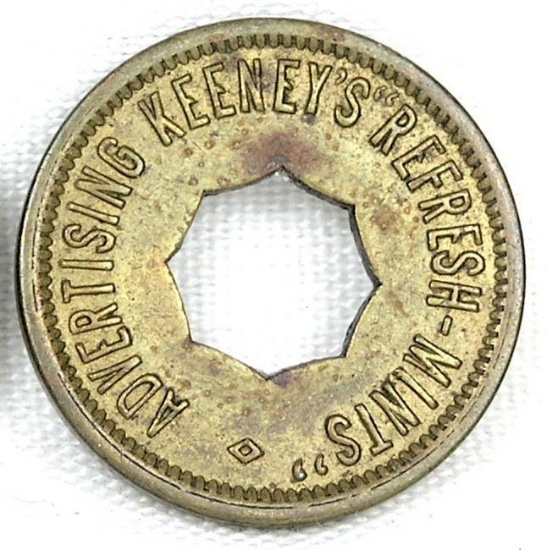Vintage Advertising Keeney's "Refreh-Mints" Coin/Token. Good For 5-Cents In