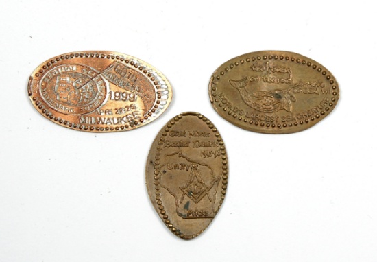 (3) 1990s Copper Tokens From Wisconsin. Unity Pride Masonic Grand Master Be