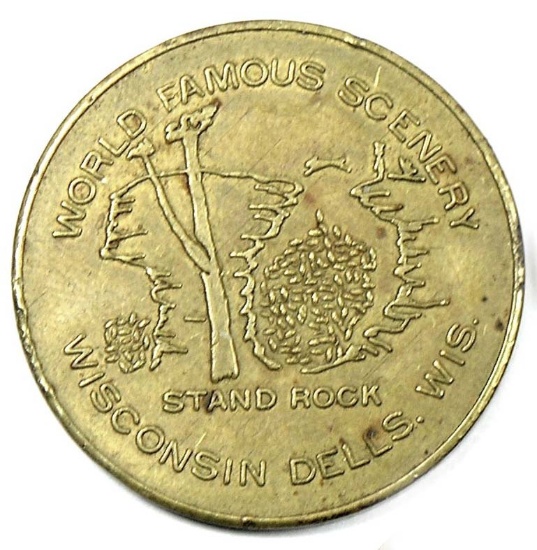 Wisconsin Dells Wisc. Stand Rock World Famous Scenery Coin/Token. "Good Luc