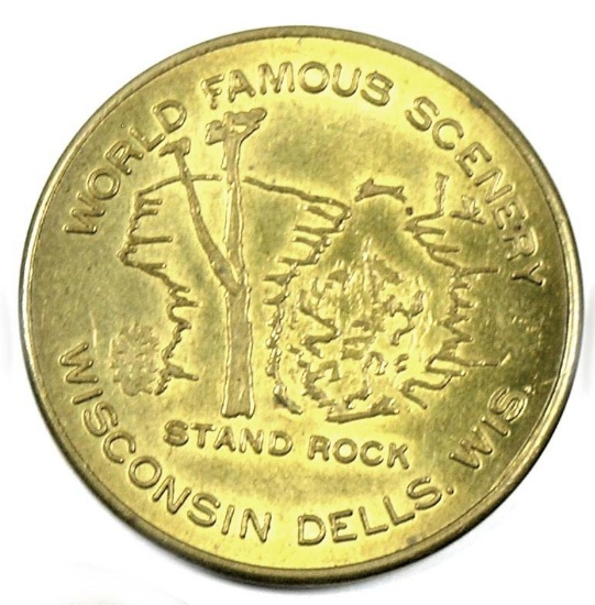 Wisconsin Dells Wisc. Stand Rock World Famous Scenery Coin/Token. "Good Luc
