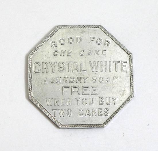 Vintage Octagon Shaped Crystal White Laundry Soap CA-140 Coin/Token. Good F